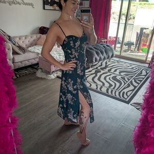 Raisonnel Green Floral Summer Flowy Cowgirl Dress